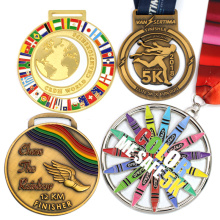 Оптовый дешевый дизайн вашего собственного чистого цинкового сплава 3D Gold Award Marathon Running Custom Metal Sport Medal
